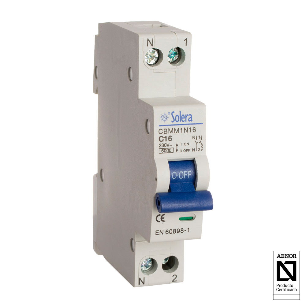 Disjuntor magnetotérmico solera 1 polo+neutro 20a (estreito) (retractilado) cbmm1n20