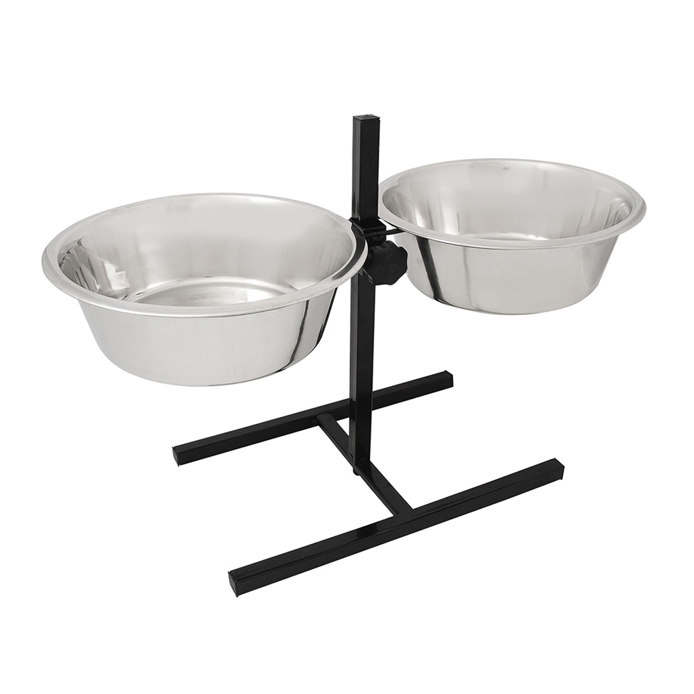 Ult. unidades set bowls -comedeiro regulável em altura aço inoxidável 2x2 8l (suporte incluido) nayeco