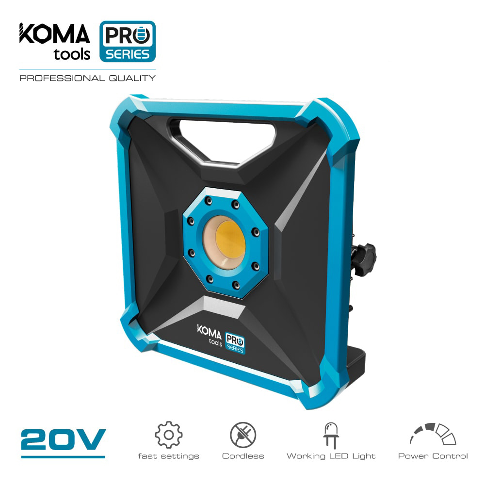 Foco projetor led 20w 1800 lumens (sem bateria e carregador) 22 8x7x22 8cm koma tools pro series battery