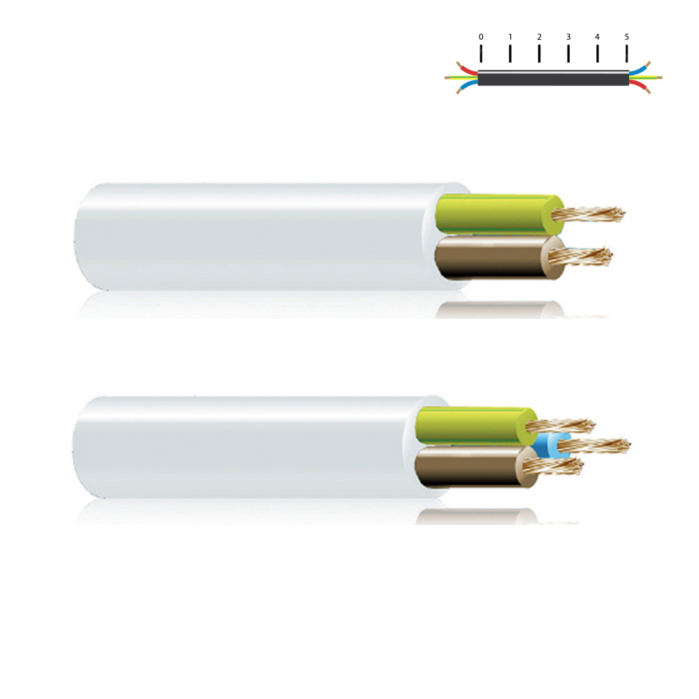 Cabo tubular h 05 vv-f 2x0 75mm esp. branco euro/mts
