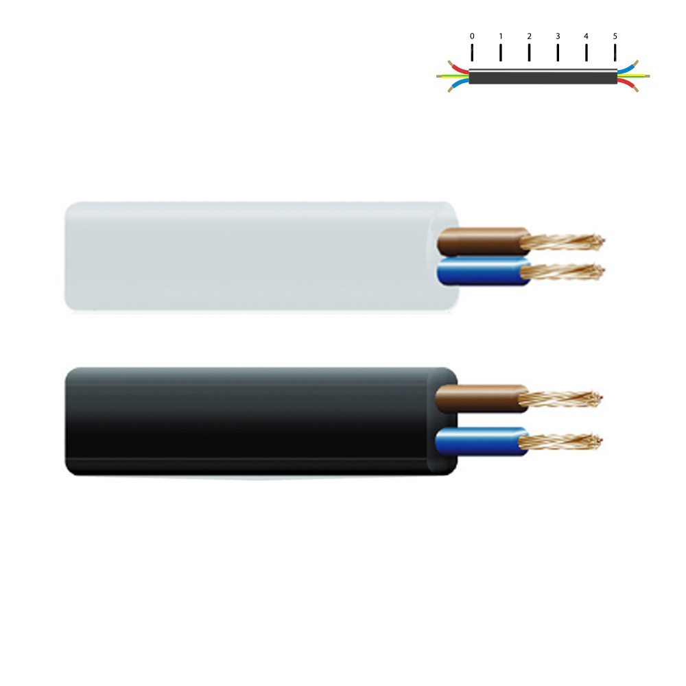 Cabo 2x0 75mm plano branco (áudio) flexível h05 vv-f (áudio) euro/mts