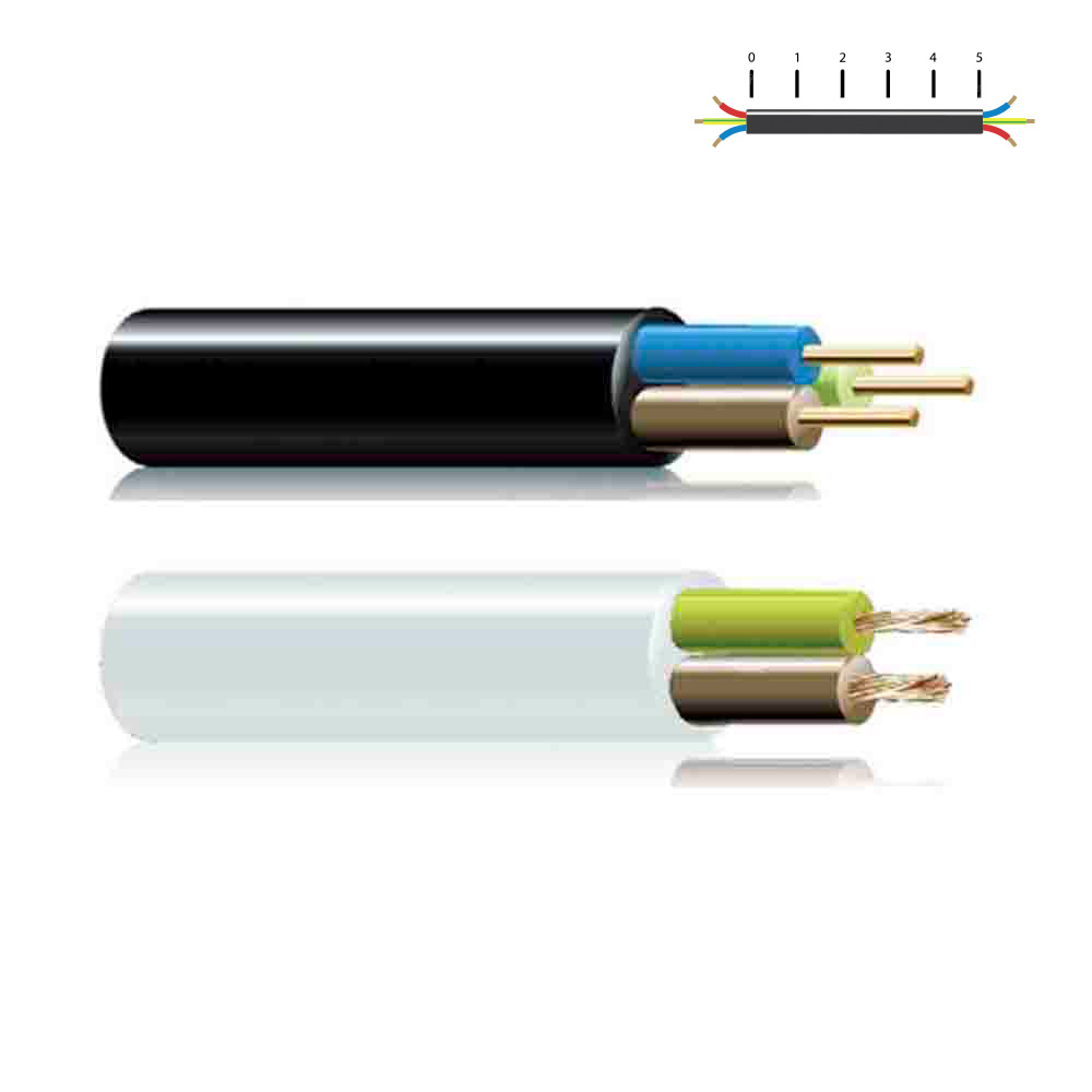 Cabo acrílico 5x2 5mm preto euro/mts