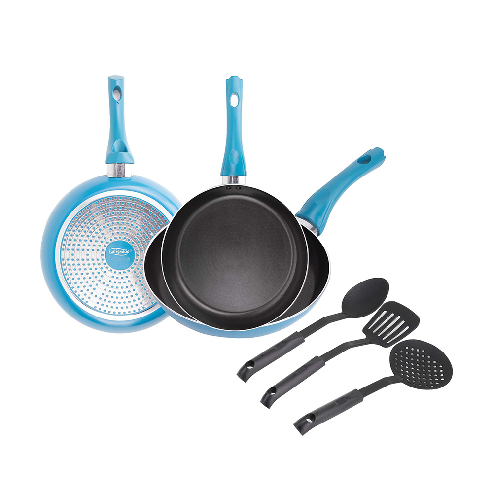 Jogo de 3 frigideiras (ø18+ø22+ø26cm) e 3 utensílios de cozinha zahara bgeu-5144 san ignacio