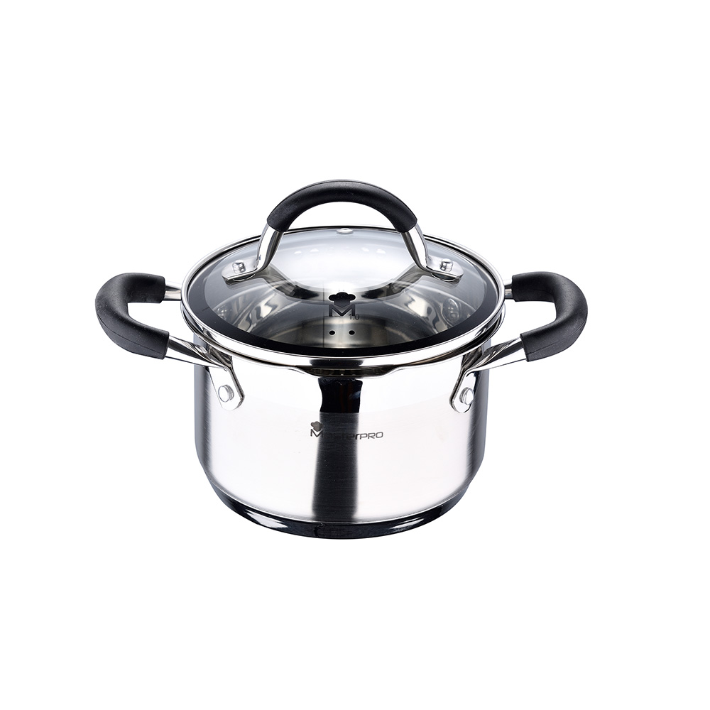 Panela ø16x10cm 1 8l inox com tampa foodies bgmp-1504-bk masterpro