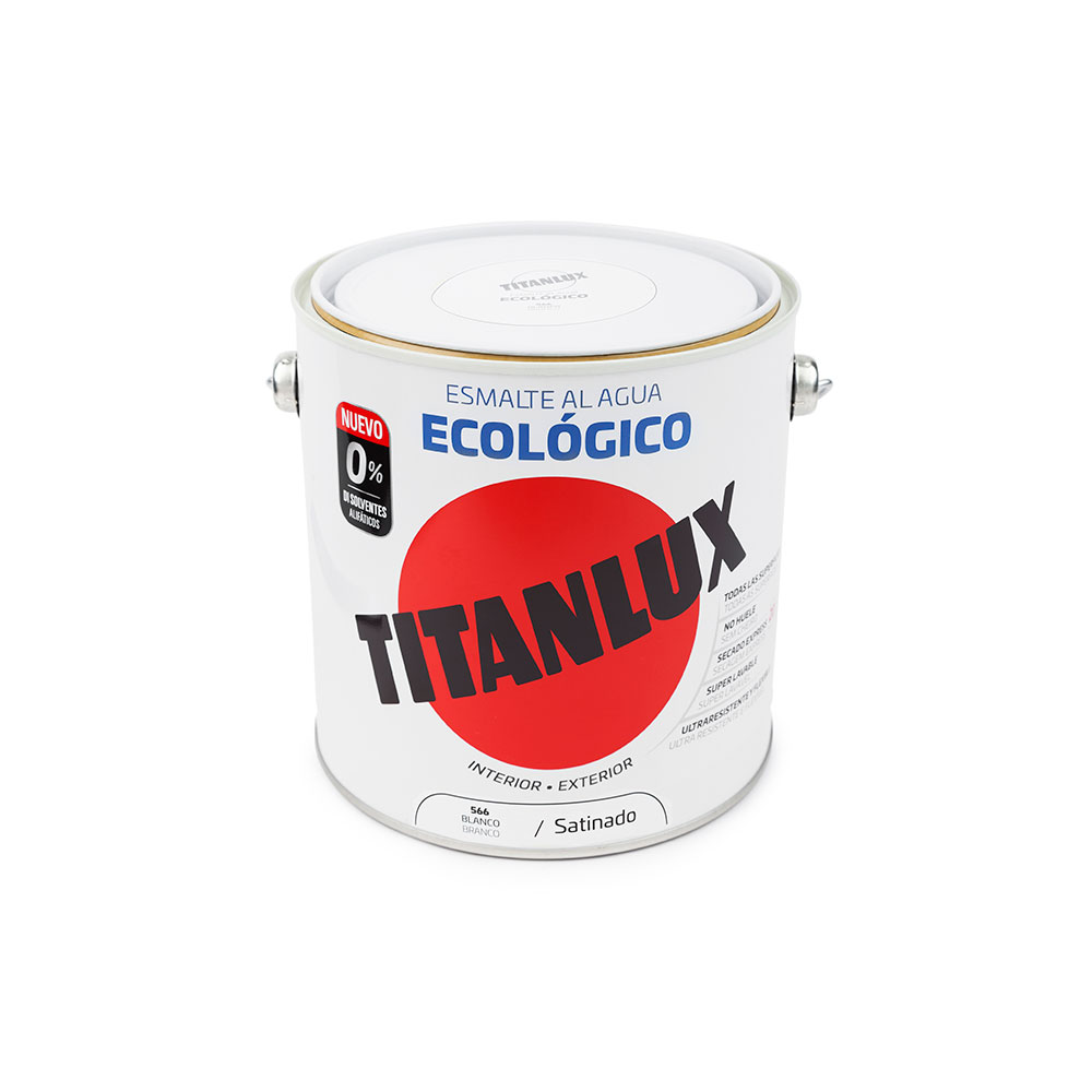 Esmalte ecológico à base de água acetinado branco 2 5l titanlux 01t056625