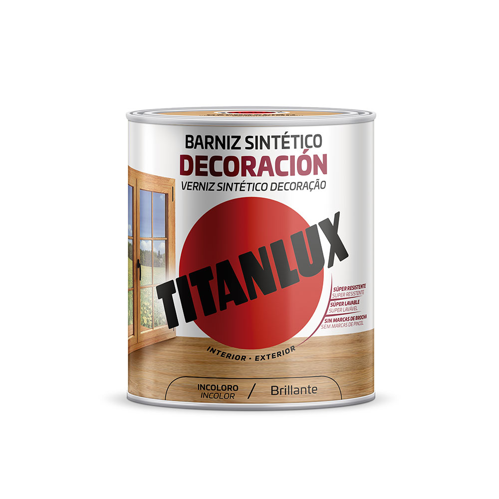 Verniz sintético decoração brilhante incolor 250ml titanlux m10100014