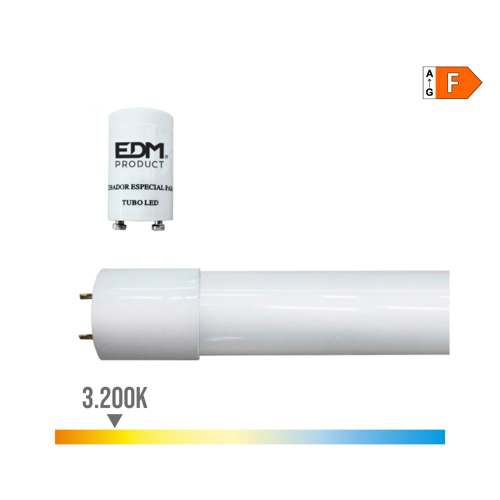 Tubo led t8 9w 800lm 3200k luz quente (eq.18w) ø2 6x60cm edm
