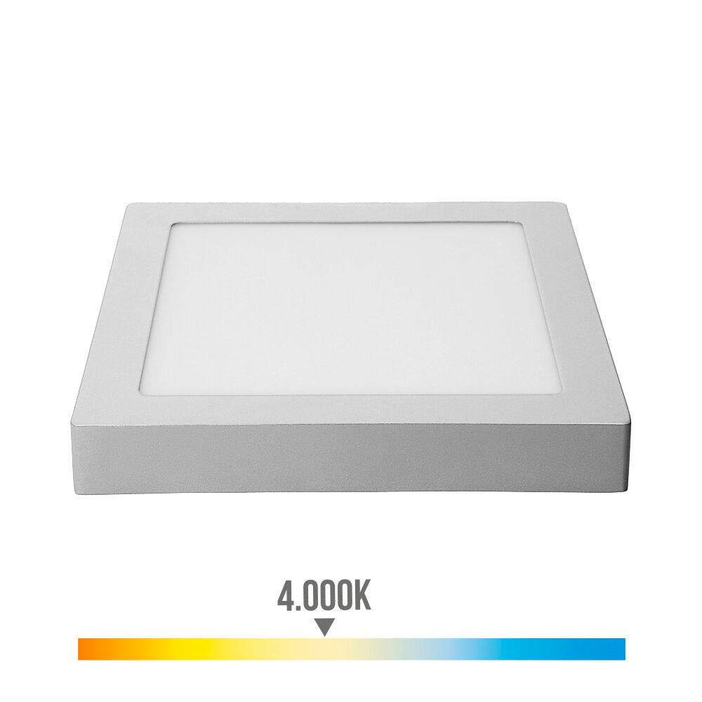 Downlight led superfície quadrado 20w 1500lm 4000k luz dia. cromado 22 5x22 5x4cm edm