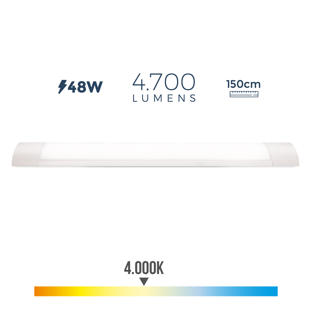 Armadura eletrónica led 48w 4000k luz dia 4700lm 12x150x3 1cm edm