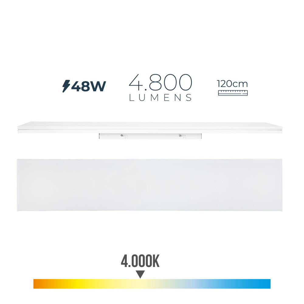 Armadura led 48w 4000k luz dia 4800lm 12x120x4 5cm edm