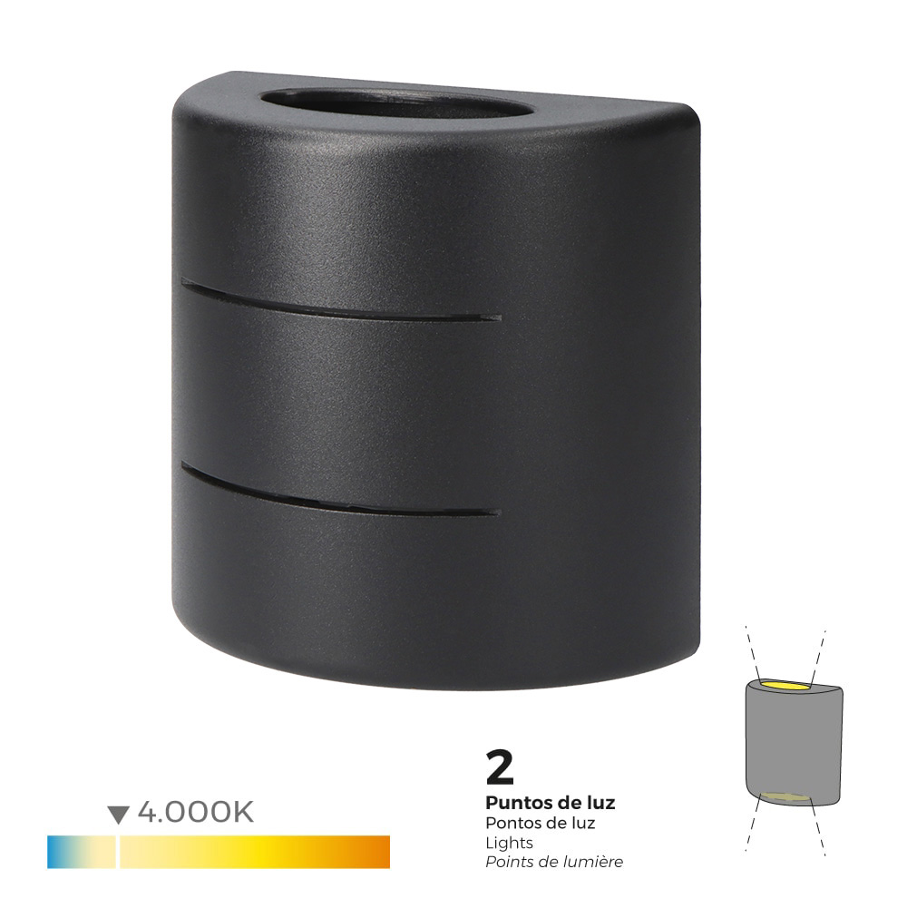 Candeeiro de parede led 6w 60lm 4000k luz dia oval ip65 12x12x6cm com riscas edm