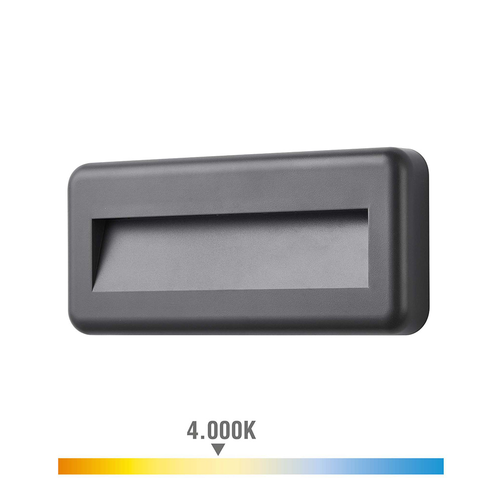 Candeeiro de parede led 6w 150lm 4000k luz dia ip65 retângular edm