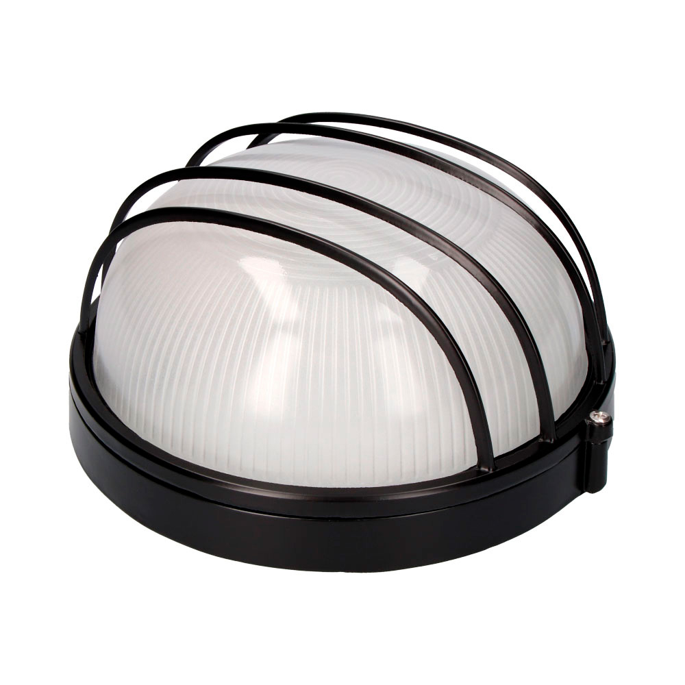 Aplique redondo de alumínio ip54. cor preto 1xe27 100w ø23 8x11cm modelo vinyols edm