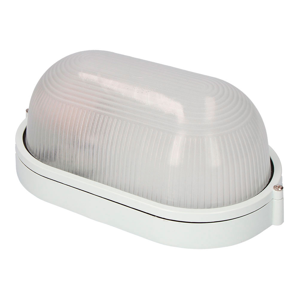 Aplique de alumínio ip54 oval. cor branco 1xe27 100w 15 5x28x12 1cm modelo cambrils edm