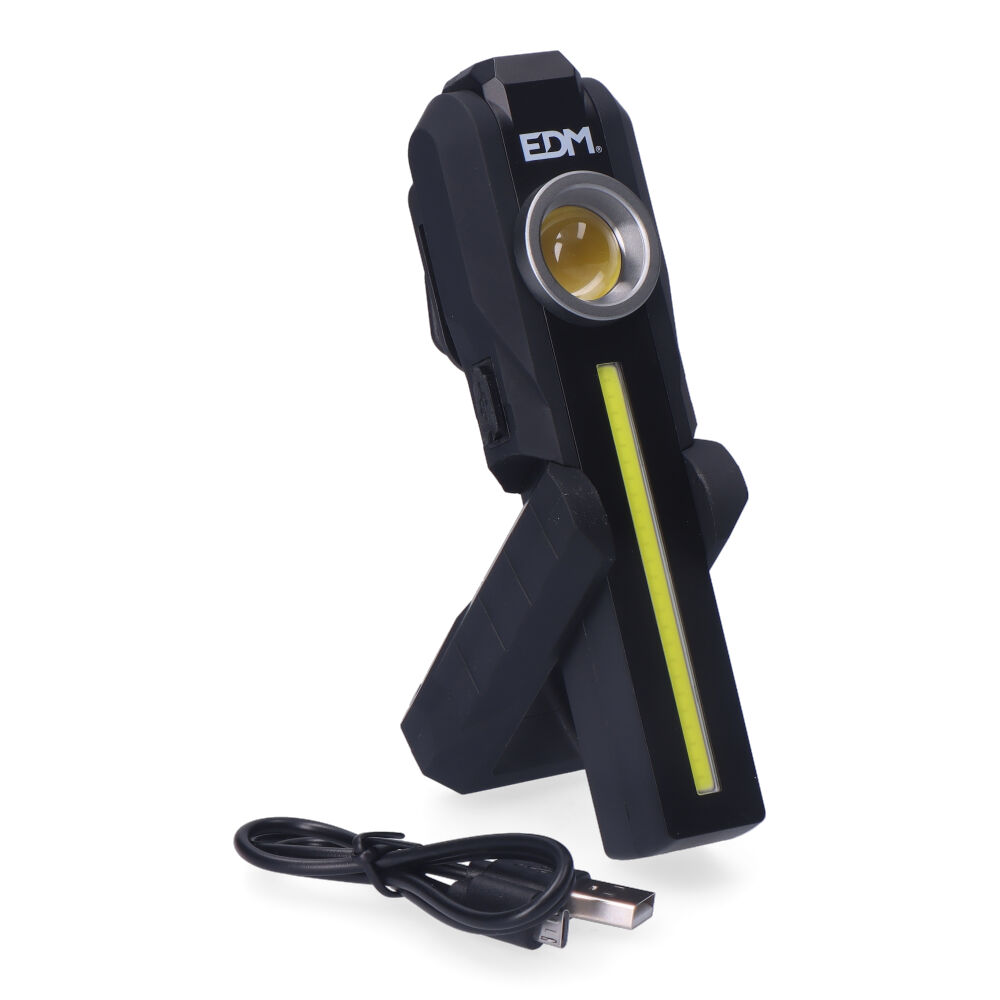 Lanterna led cob redonda 200lm + cob frontal 200lm + spot superior 50lm edm