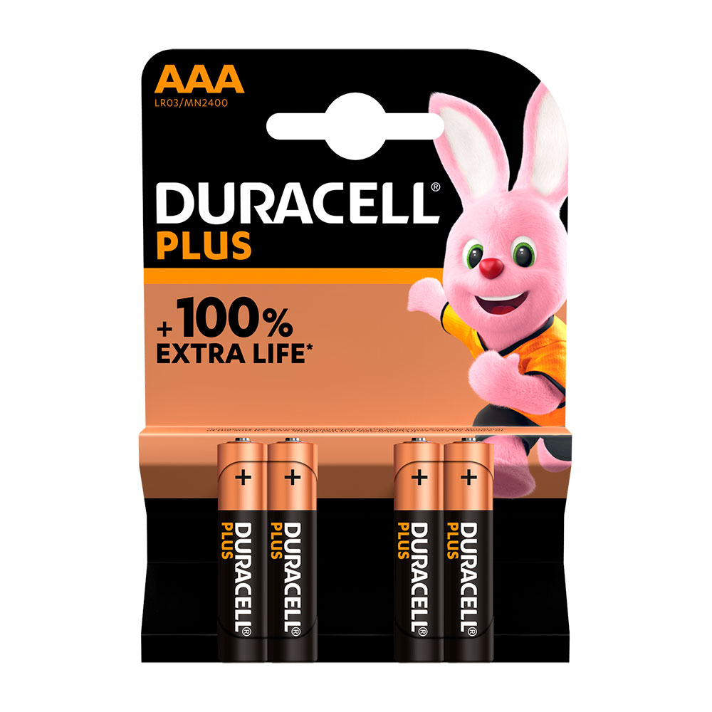 Pilha alcalina duracell plus power aaa - lr03 1 5v (blíster 4 un) ø10 5x44 5mm