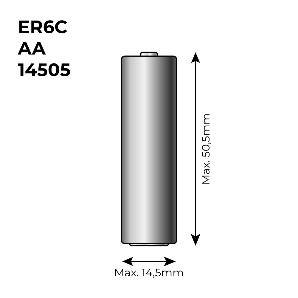 Pilha lítio er6c - aa 3 6v (mod. 14505) 2600ma ø14 5x50 5mm
