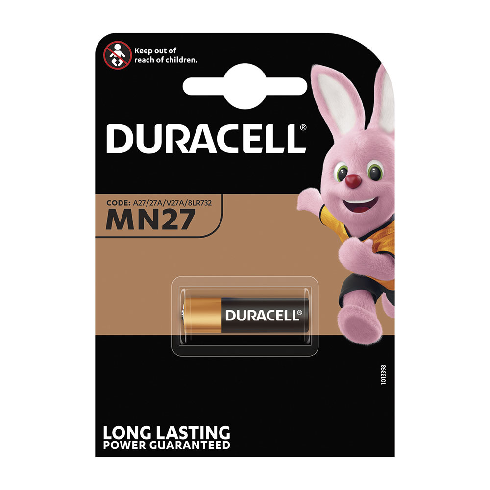 Pilha alcalina duracell long lasting power a27/v27a - mn27 12v (blíster 1 un) ø8x28 2mm