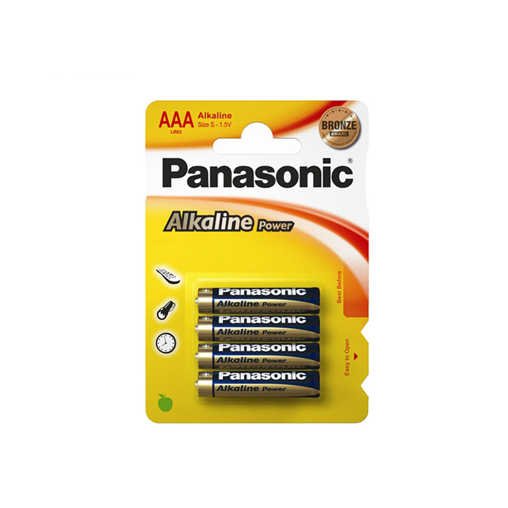 Pilha alcalina panasonic bronze aaa - lr03 1 5v (blíster 4 un) ø10 5x44 5mm