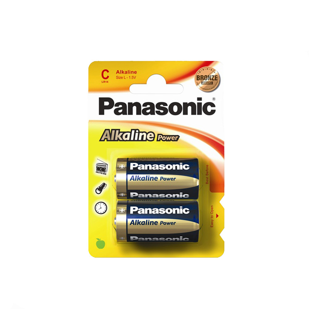 Pilha alcalina panasonic bronze c - lr14 1 5v (blíster 2 un) ø26 2x50mm