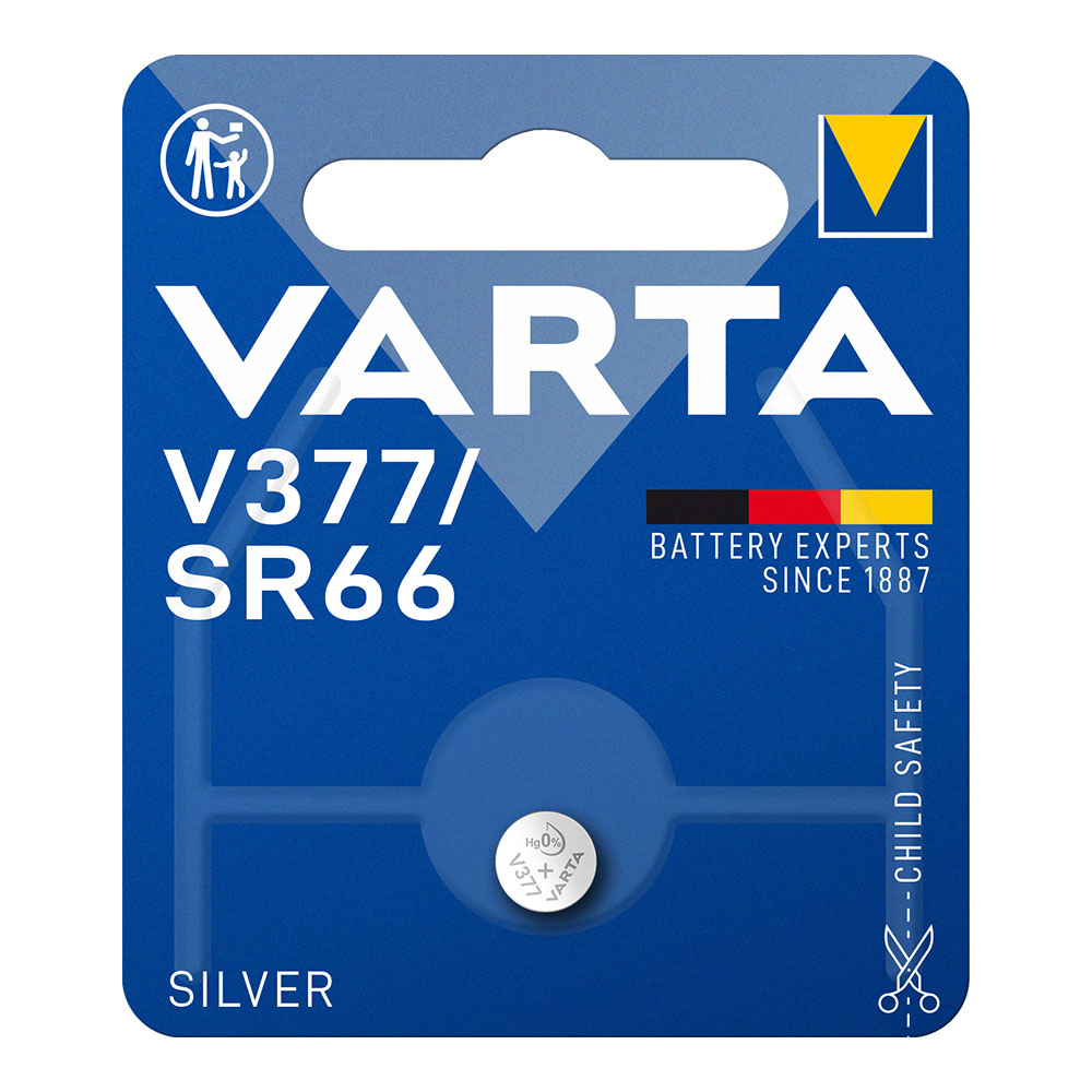 Micro pilha botão varta silver sr66 - v377 1 55v (blíster 1 un) ø6 6x2mm