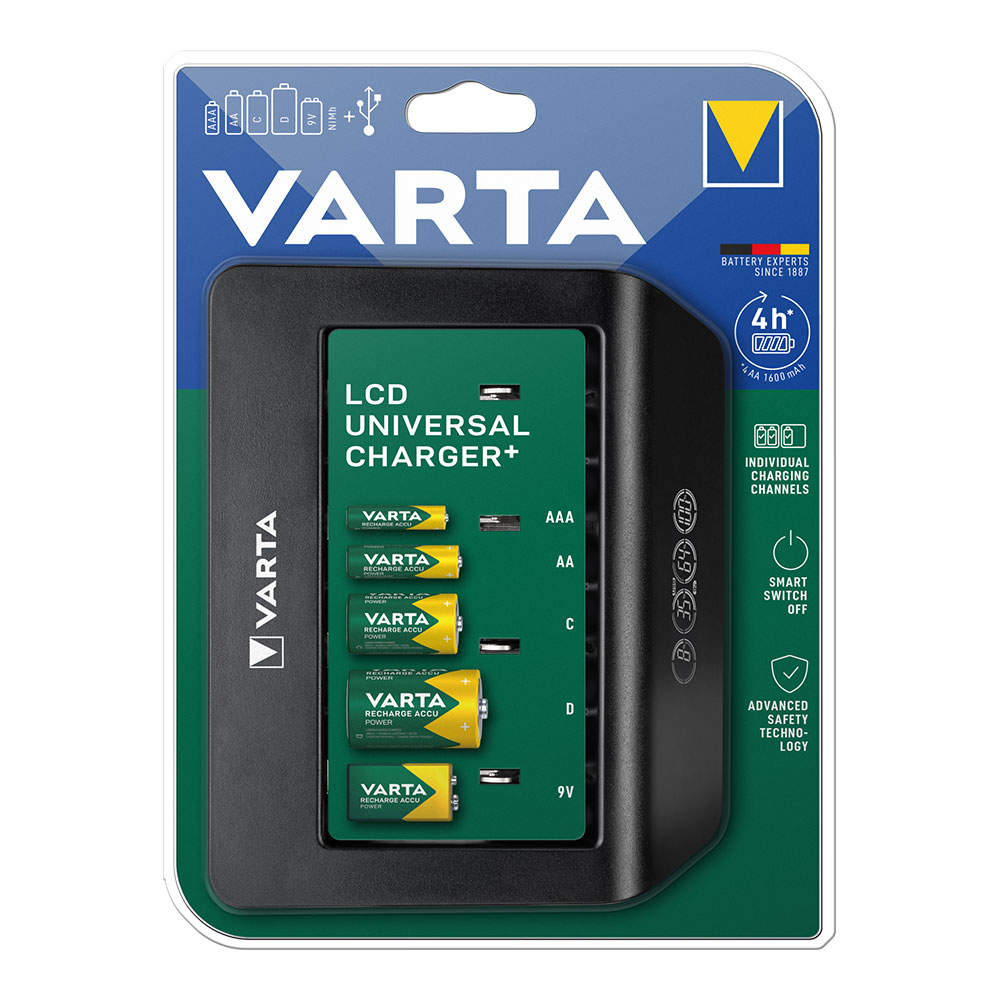 Carregador varta lcd multi charger+sem pilhas 1600ma 100/220v 4h universal