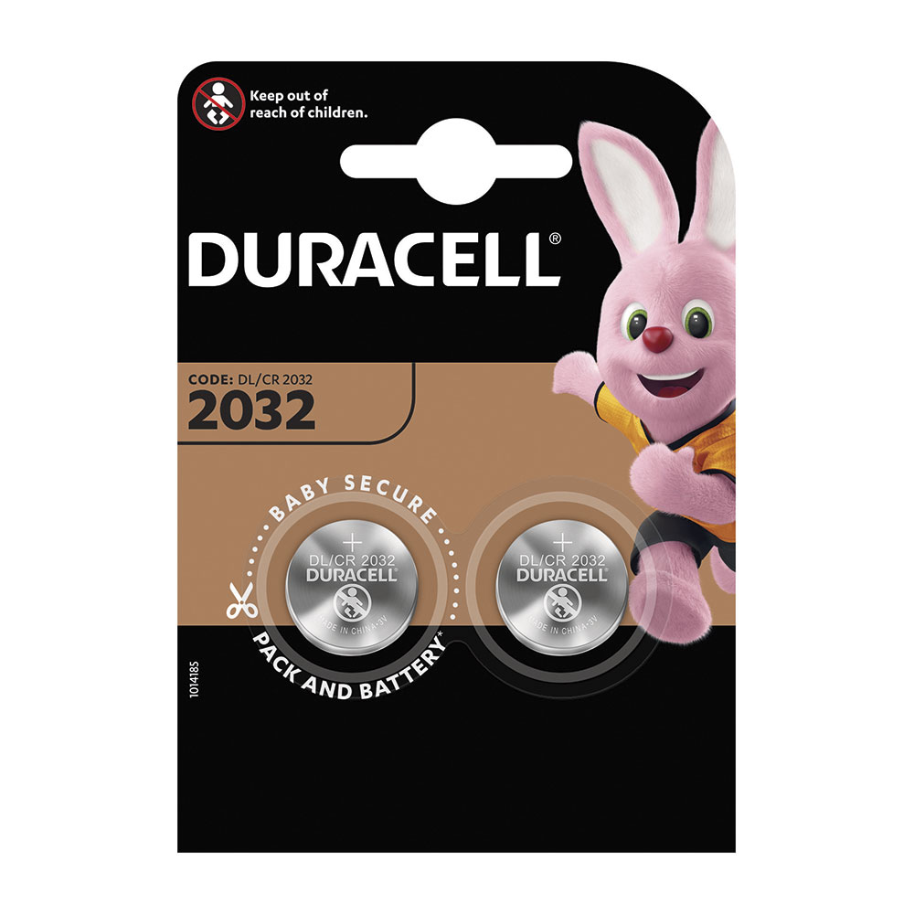 Micro pilha lítio botão duracell cr2032 (blíster 2 un) ø20x3 2mm