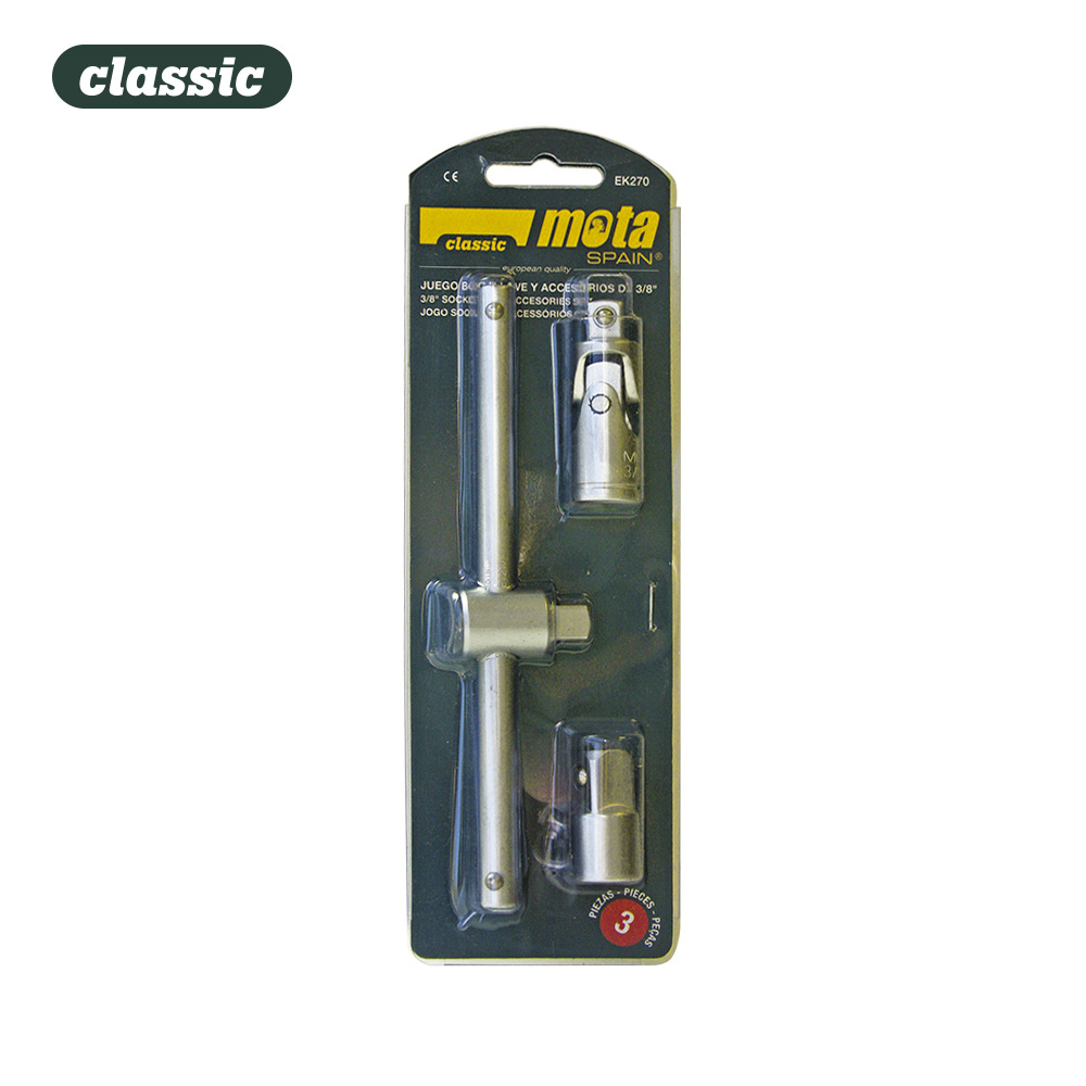 Jogo soquetes 3/8  + acessórios (3 pcs.) ek270