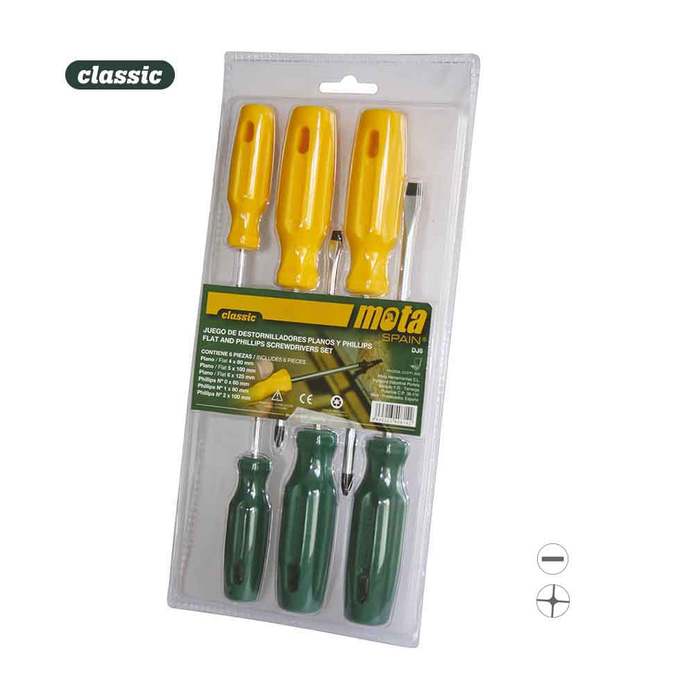 Conjunto de 6 chaves de parafusos flat e phillips dj6 mota