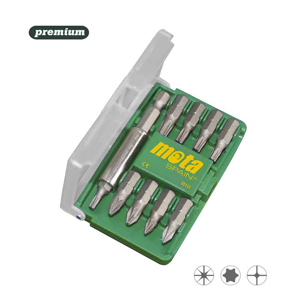 Conjunto de 9 diversas pontas + adaptador. b10 mota