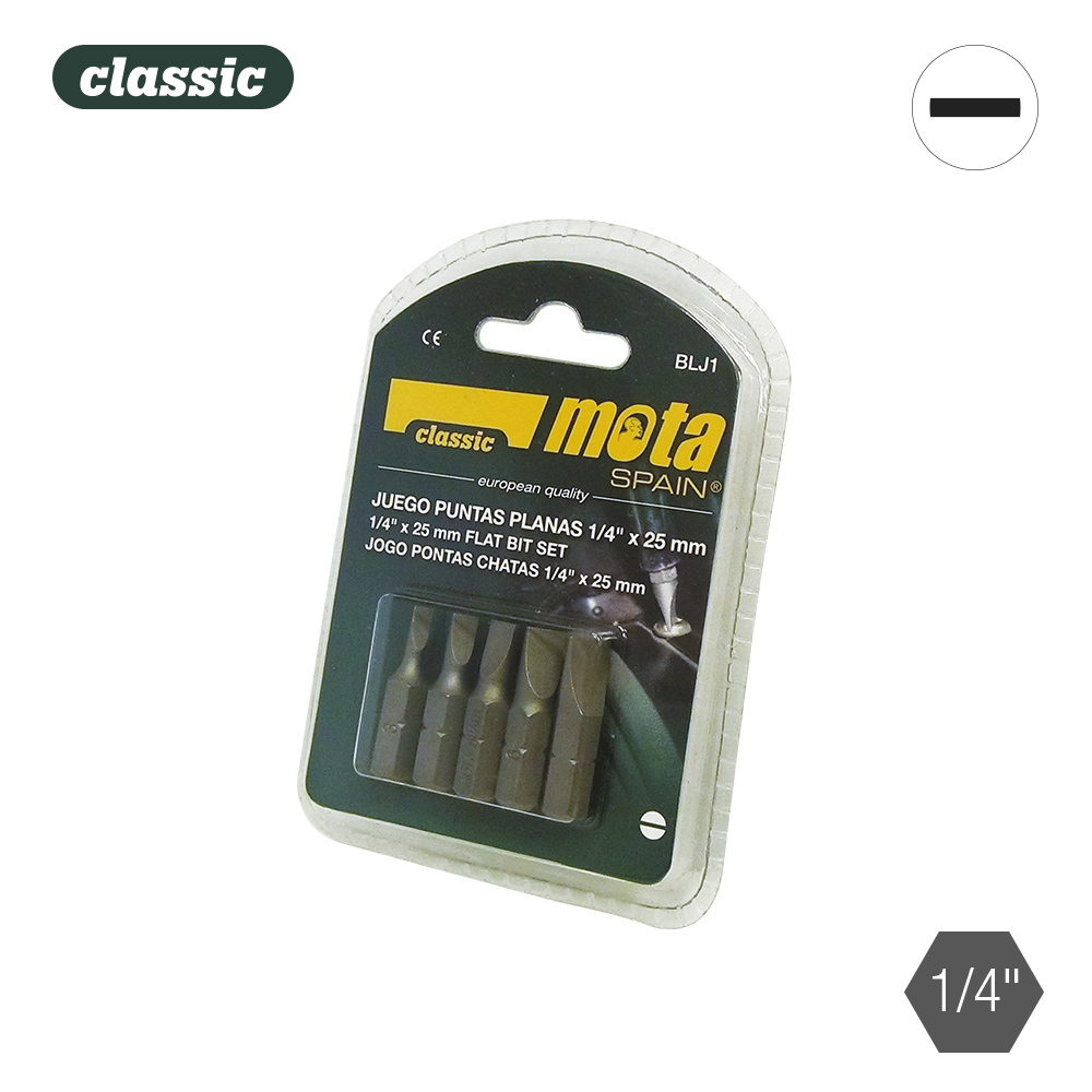 Jogo de pontas planas 1/4 x 25mm - 5unid. blj1 mota