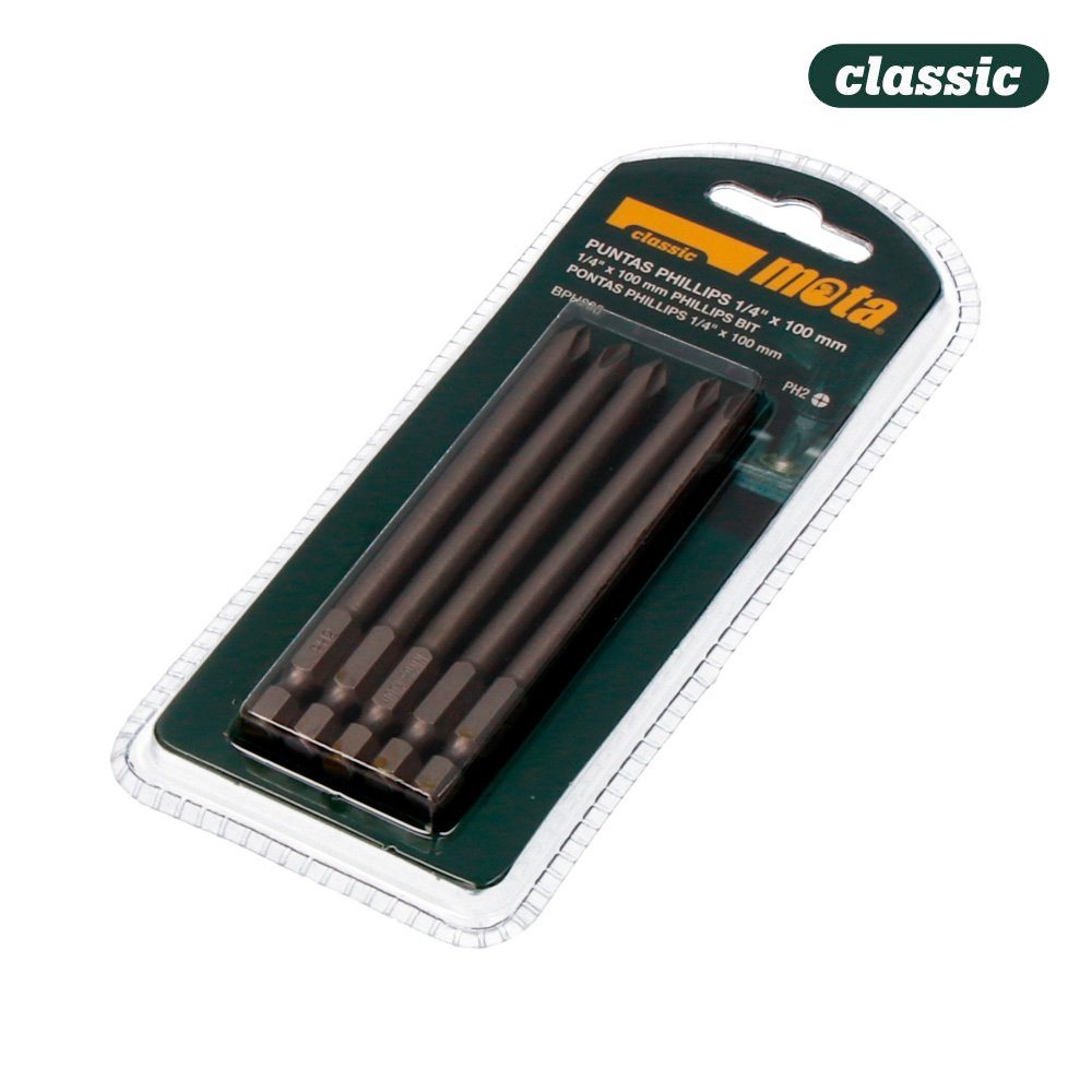 Pack 5 pontas bit ph 2x90mm 1/4  aço bph290 mota