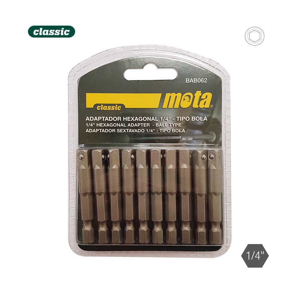 Pack 10 adaptadores hexagonais t. bola 50mm 1-4 10unid. bab062 mota