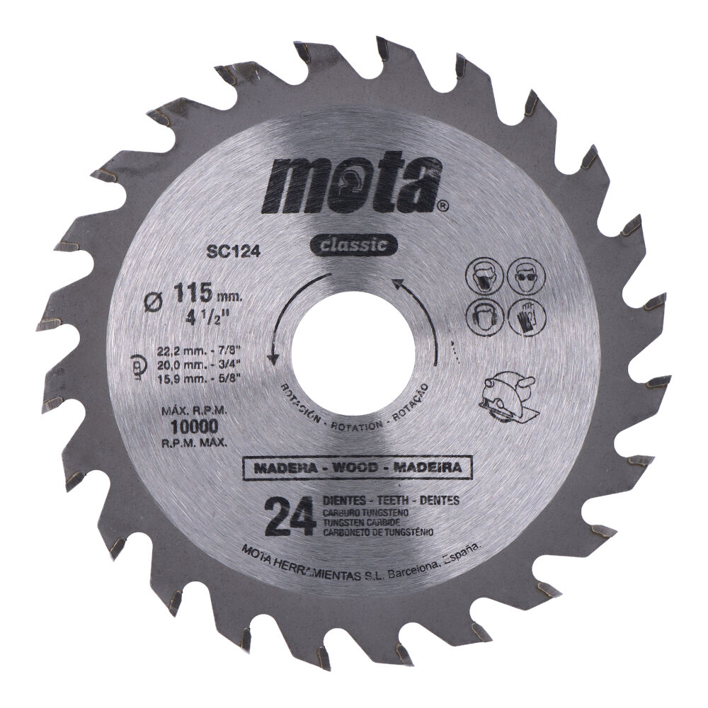 Disco de serra circular widia ø115mm 24 dentes clp18 sc124p mota