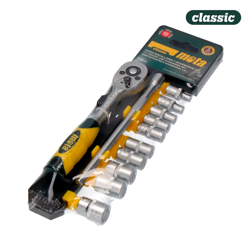 Jogo 12pcs. de soquees e acessorios de 1/4 cr.v ek410 mota