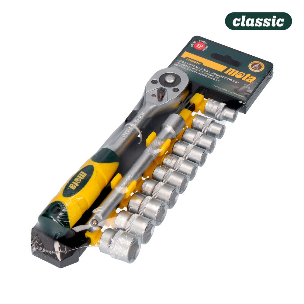 Jogo 12pcs. de soquetes e acessorios de 3/8  cr.v.ek510 mota