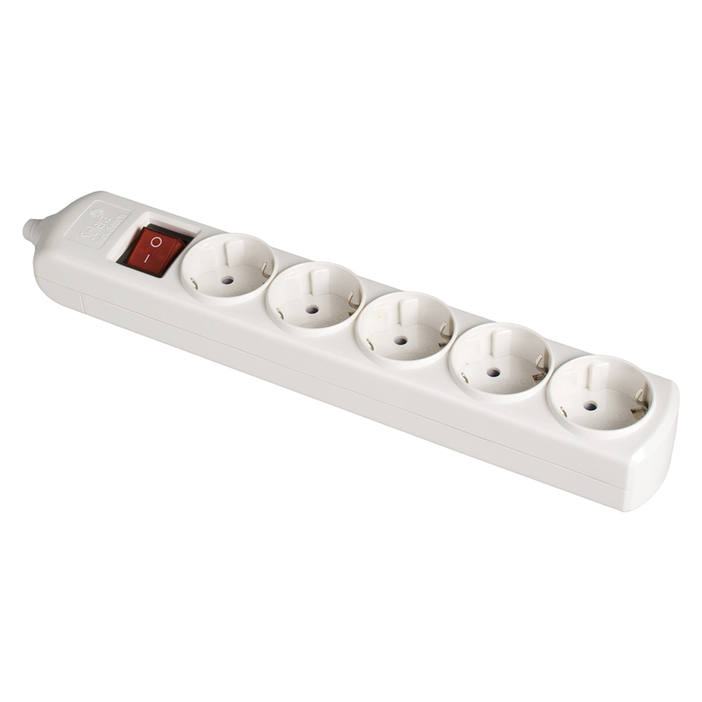 Bloco bipolar 5 tomadas com t/t lateral 16a 250v cor branco + interruptor luminoso solera 8005il