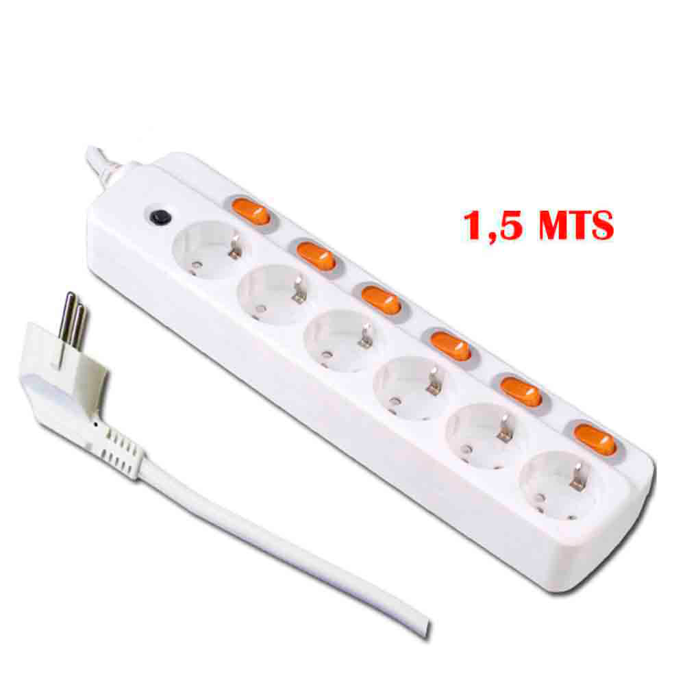 Bloco 6 tomadas + 6 interruptores edm