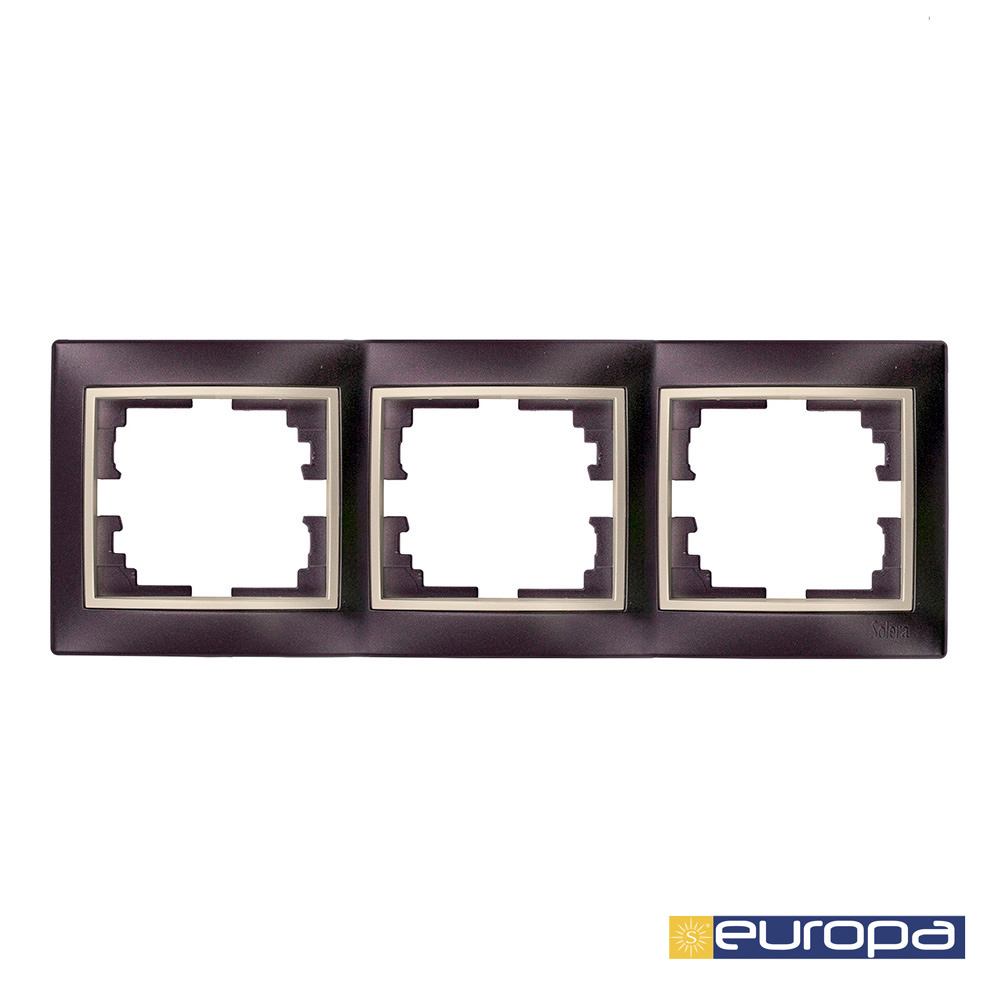 Estrutura horizontal triplo  estrutura preto e aro pérola 225x81x10mm s.europa solera erp73nu