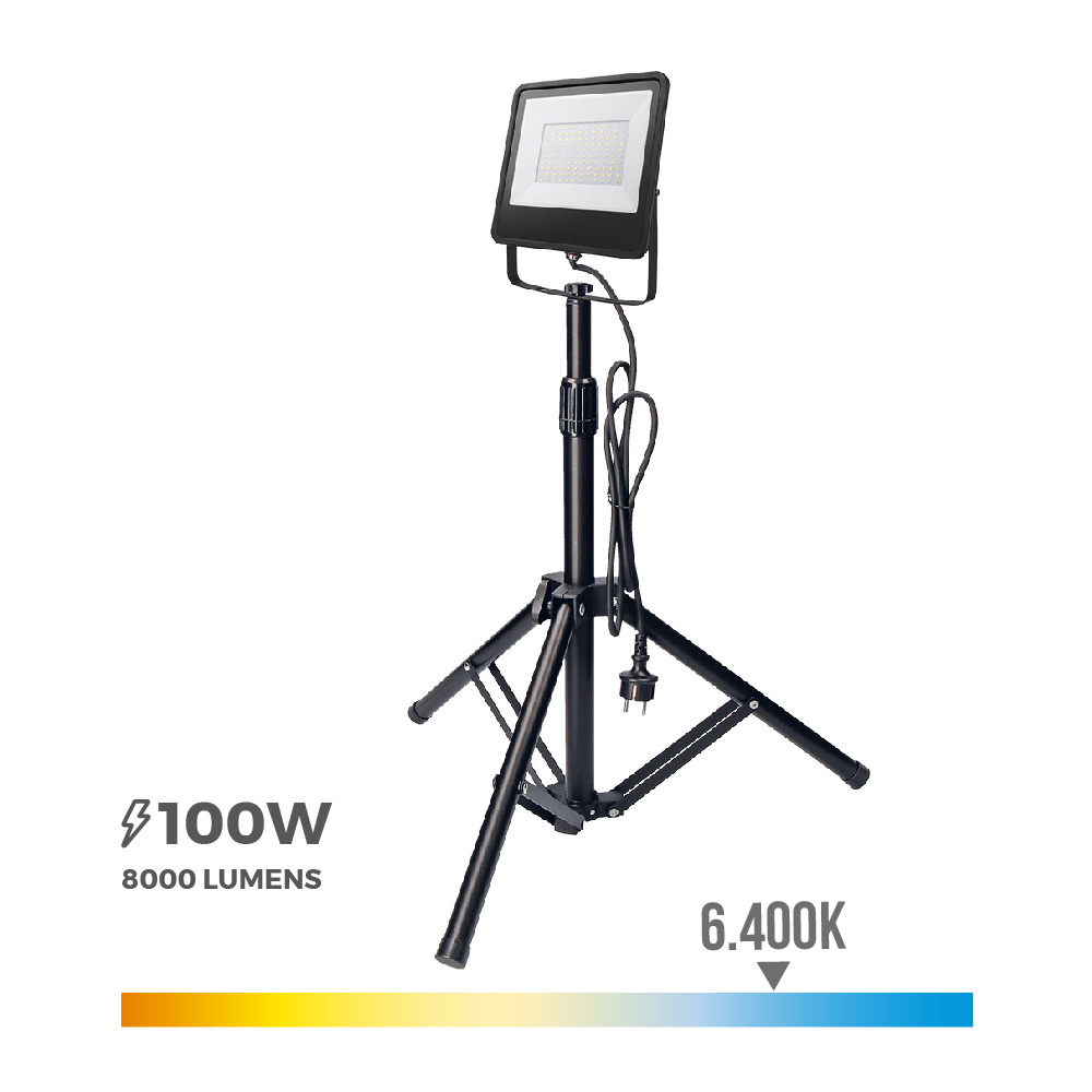 Projetor led com tripé 100w 6400k edm