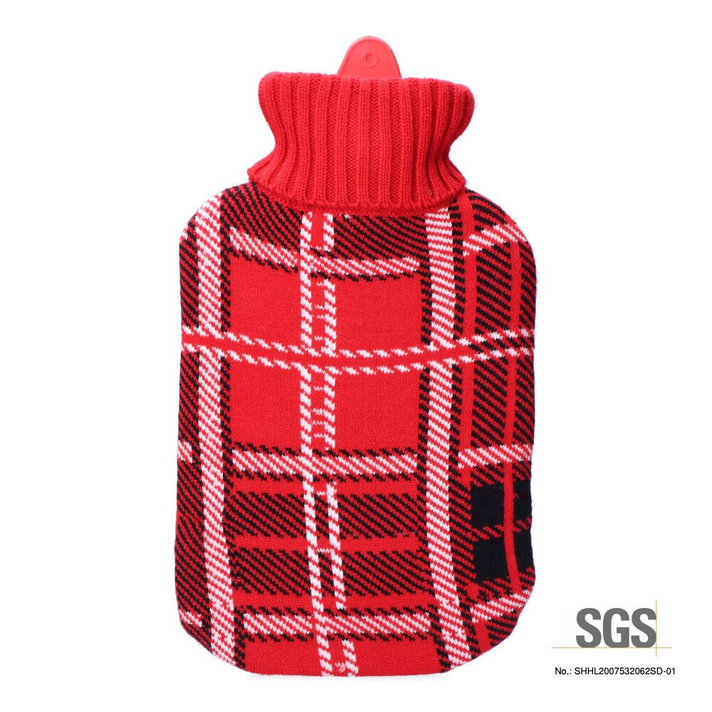 Botija de agua quente classica escocês vermelho 2 l