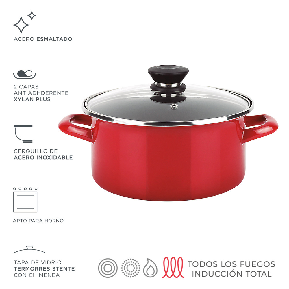 *s.of*panela optimax + tampa vermelha aço aisi 430 fagor ø18x10cm