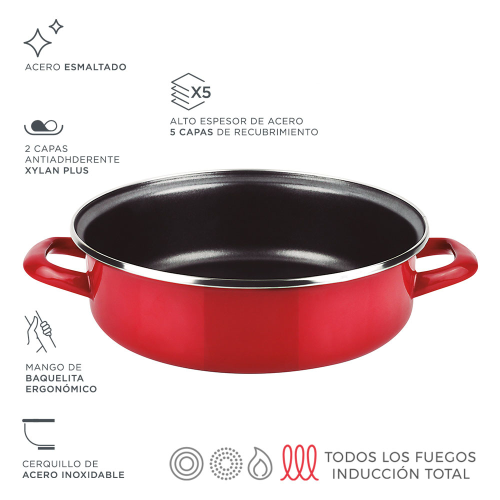 Panela de assar bolo optimax vermelha aço aisi 430 fagor ø26x8cm