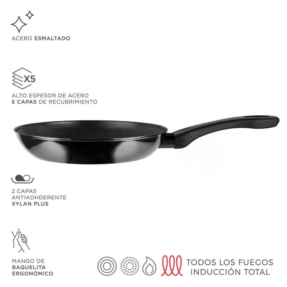 Frigideira indutherm preta aço aisi 430 fagor ø20x4 5cm
