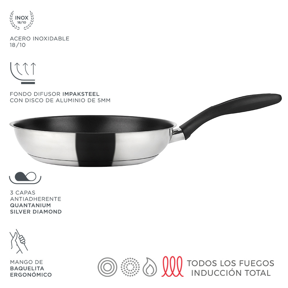 *ult.unidades*frigideira inoxtherm ø20cm aço inoxidável 18/10 fagor