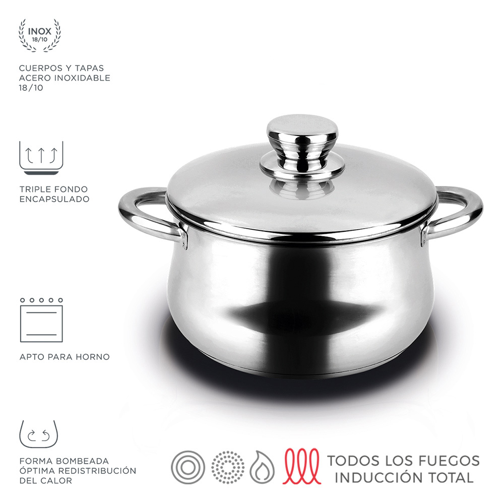 Panela inox silverinox + tampa aço inoxidável 18/10 fagor ø20x13cm