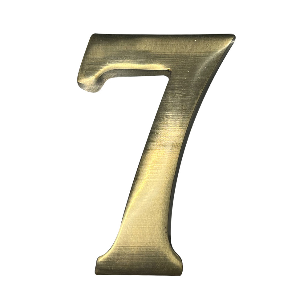 Numero 7 latão polido 10cm fixação invisivel