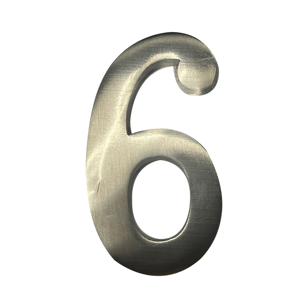 Numero 6 niquel mate 10cm fixação invisivel