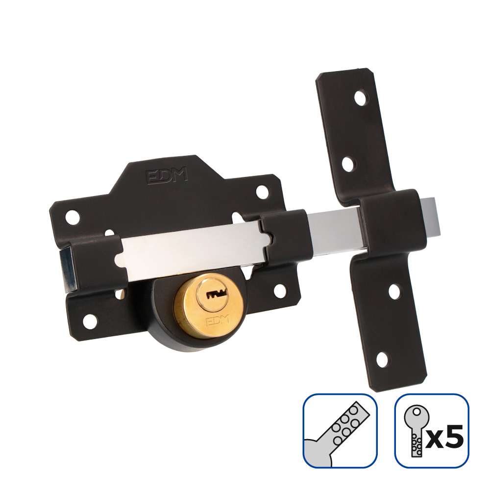 Ferrolho de segurança preto 5 chaves incluidas