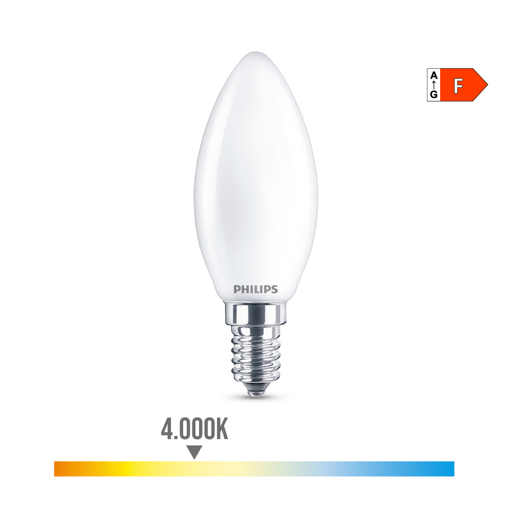 Lâmpada de vela led e14 4 3 w 470lm 4000k luz do dia philips